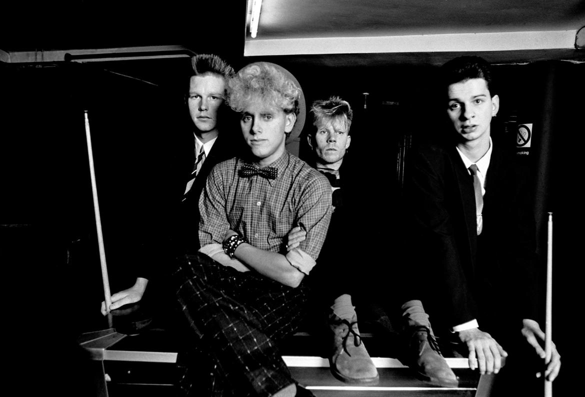 Depeche Mode na snímku z roku 1981. Andrew Fletcher, Martin Gore, Vince Clarke a Dave Gahan.