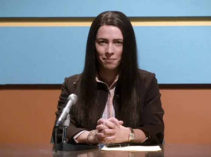 Herečka Rebecca Hall jako Christine Chubbuck ve filmu Christine.