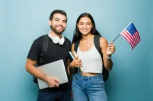 dva studenti vlajka USA