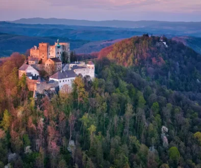 Hrad Buchlov z leteckého pohledu.