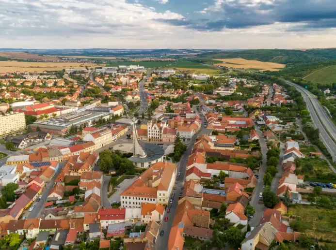 Hustopeče z leteckého pohledu.