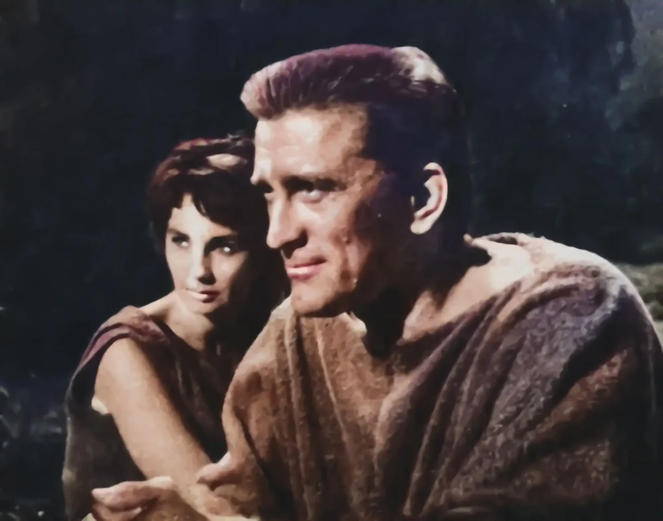 Kirk Douglas během natáčení když byl ještě mlád