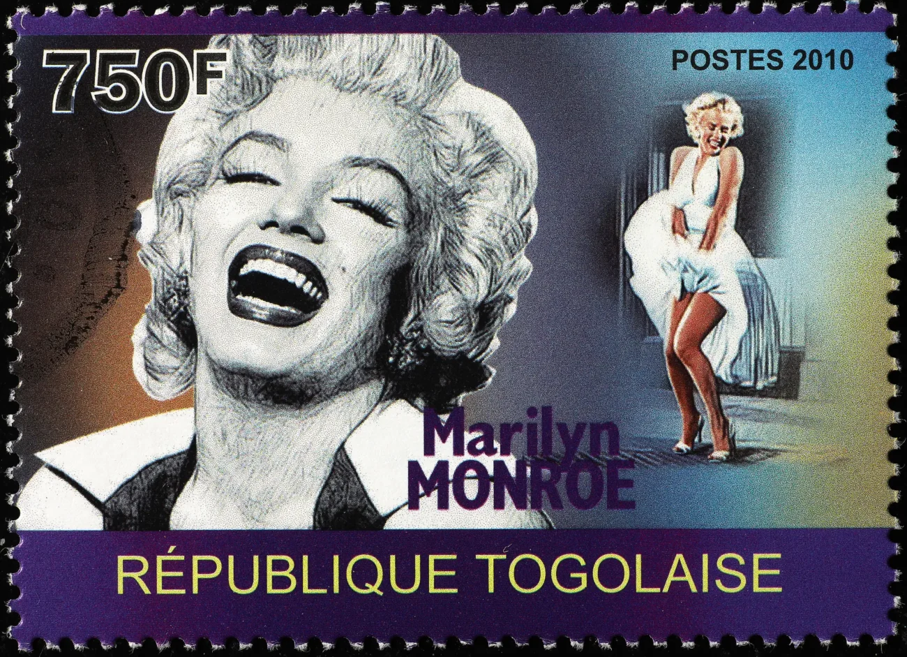 Ikonická Marilyn Monroe na poštovní známce. 