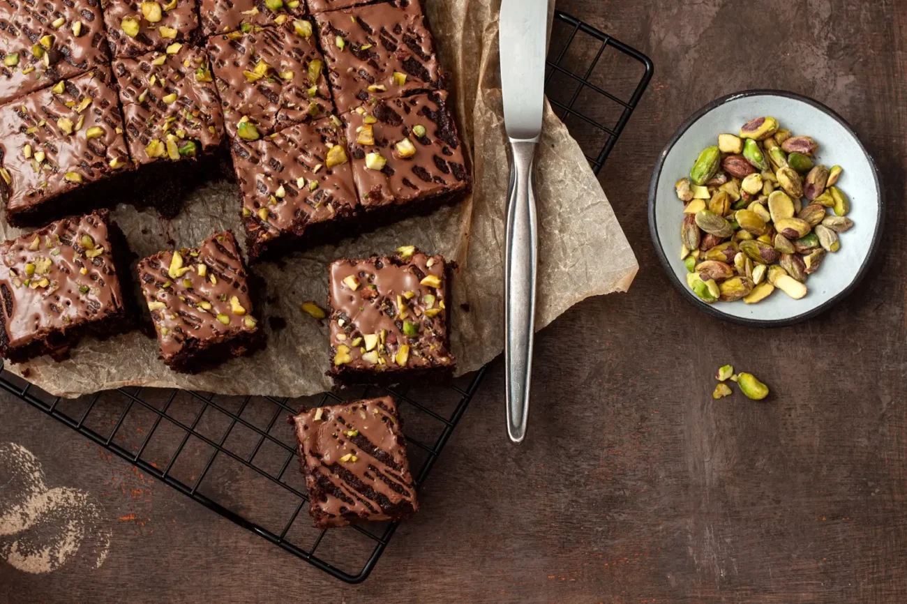 pistáciové brownies